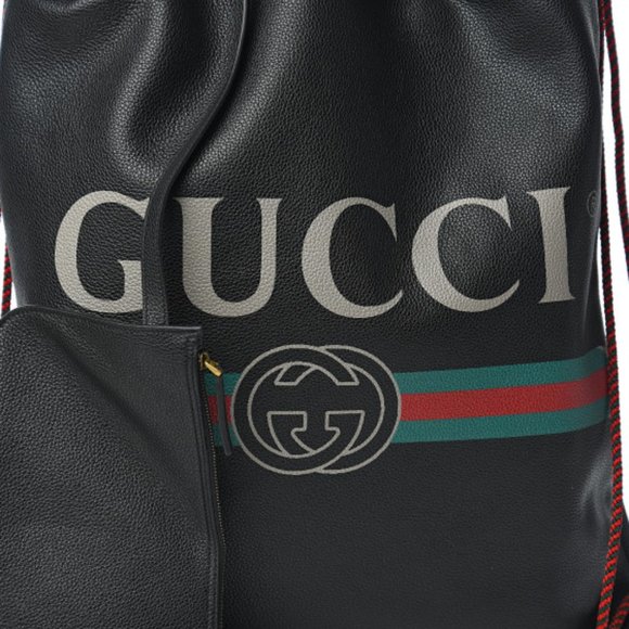 Gucci Logo-Print Drawstring Backpack in Black - Picture 7 of 10